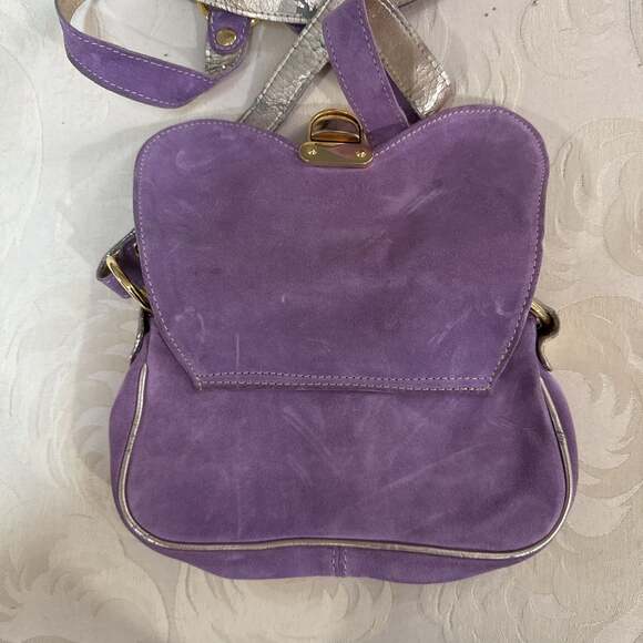 Vera Pelle Small Purple Suede Crossbody Bag - Picture 5 of 10